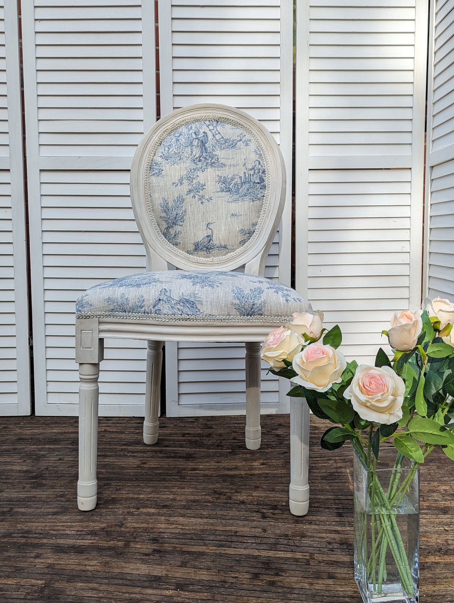 Beautiful, Louise Chair. French , shabby chic. Linen beautiful fabric, highly quality. Boudoir Chair. Dining chairs.