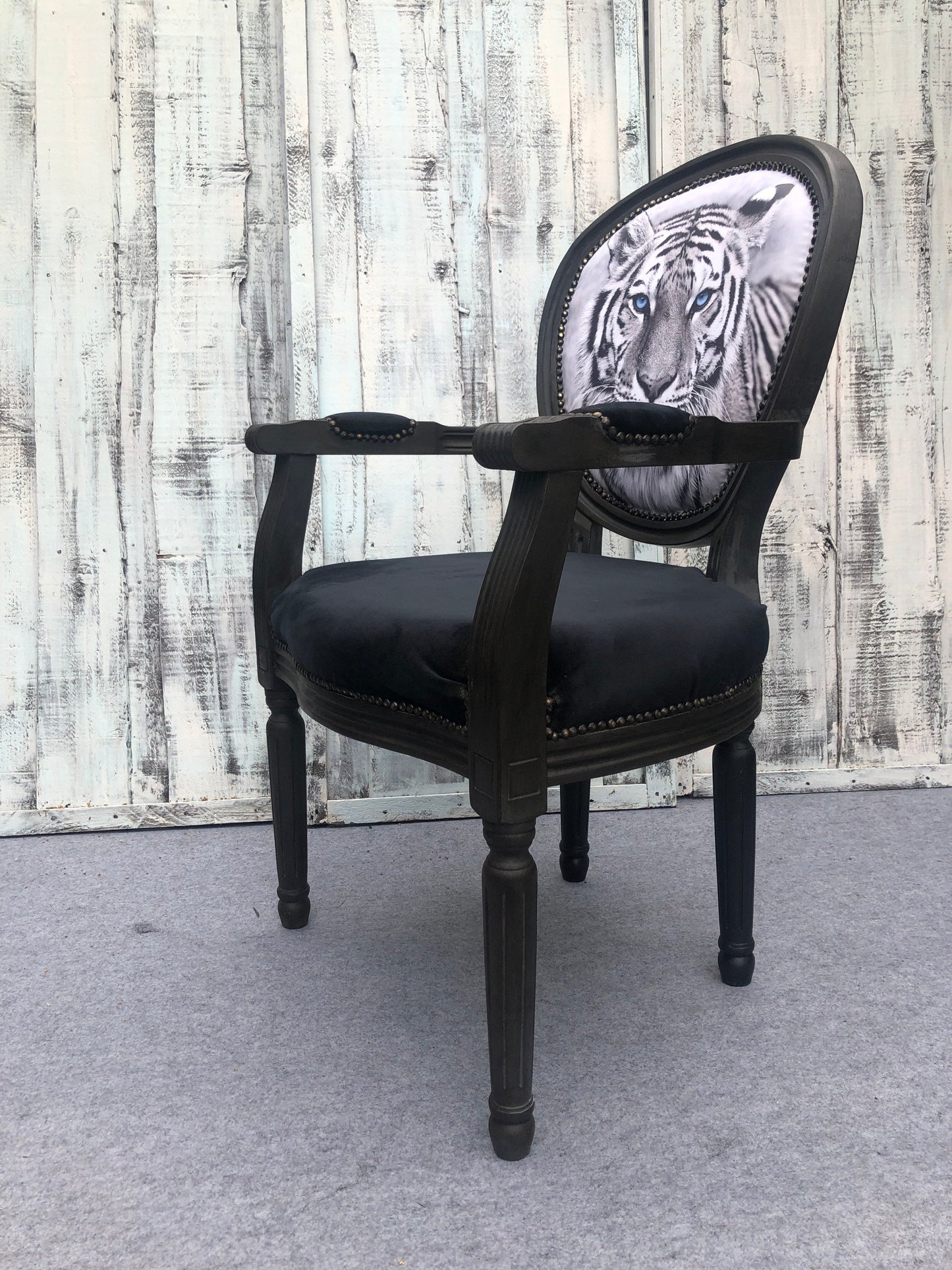 Throne, armchair, black, elegant, comfortable. Tiger. Animal. Animal theme. cat.