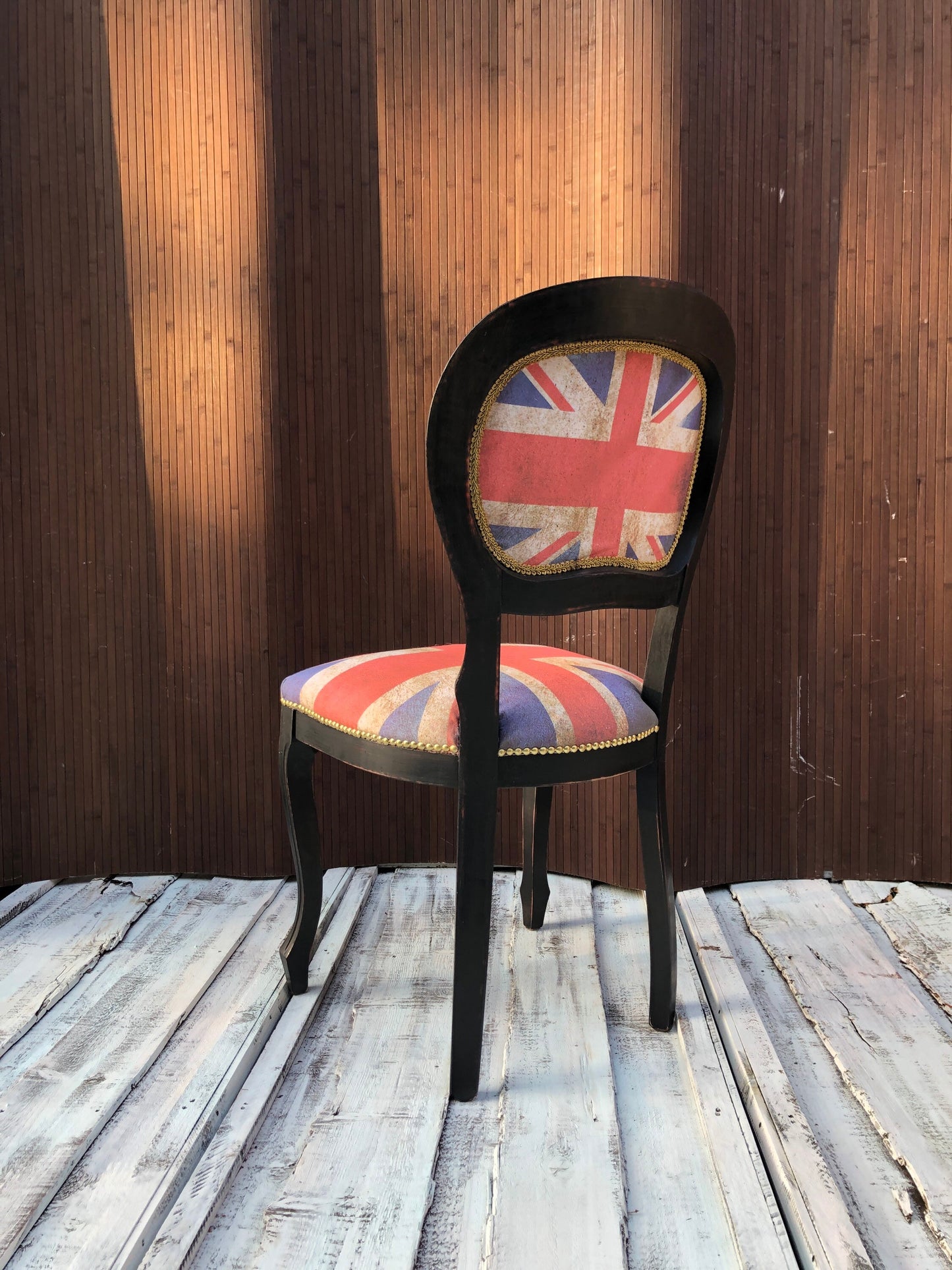 Vintage British Chair. Union Jack. Shabby Chic Style. British Flag.