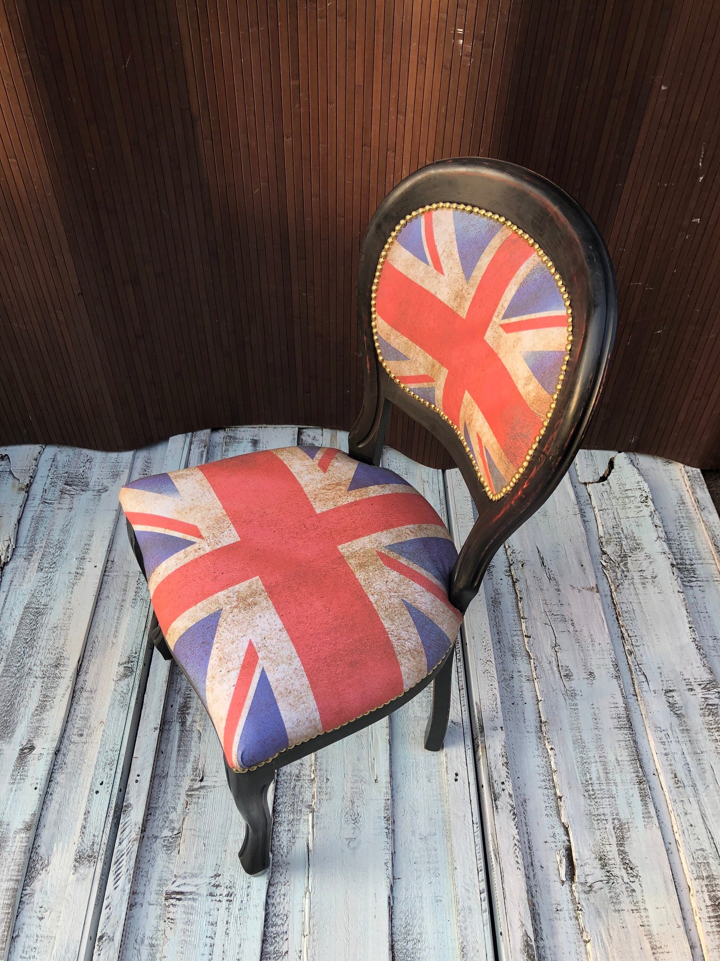 Vintage British Chair. Union Jack. Shabby Chic Style. British Flag.