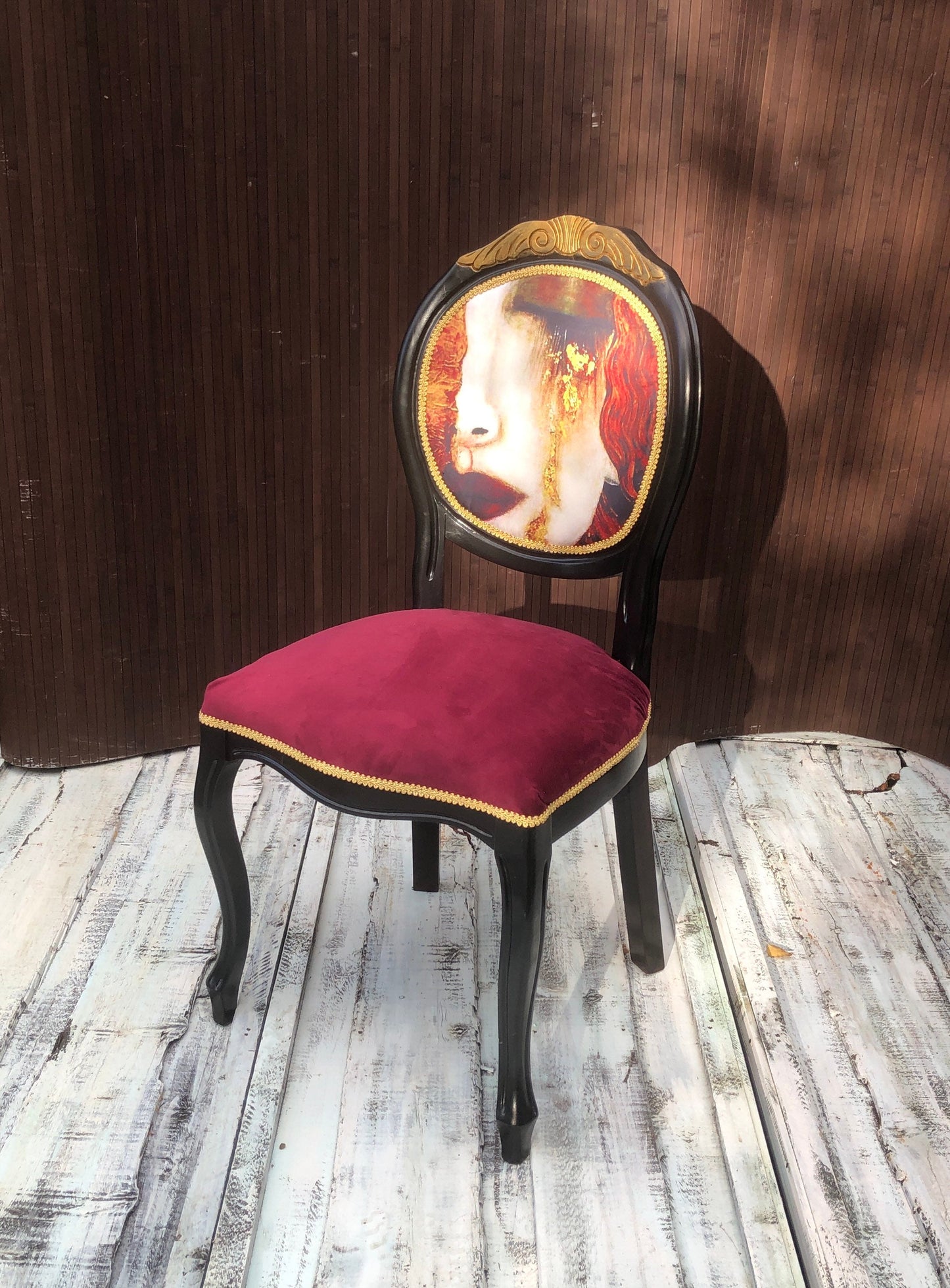 Vintage Chair „Golden Tears”, „Freya’s Tears”. French Chair. Gustav Klimt. Dressing Chair. Dining Chairs