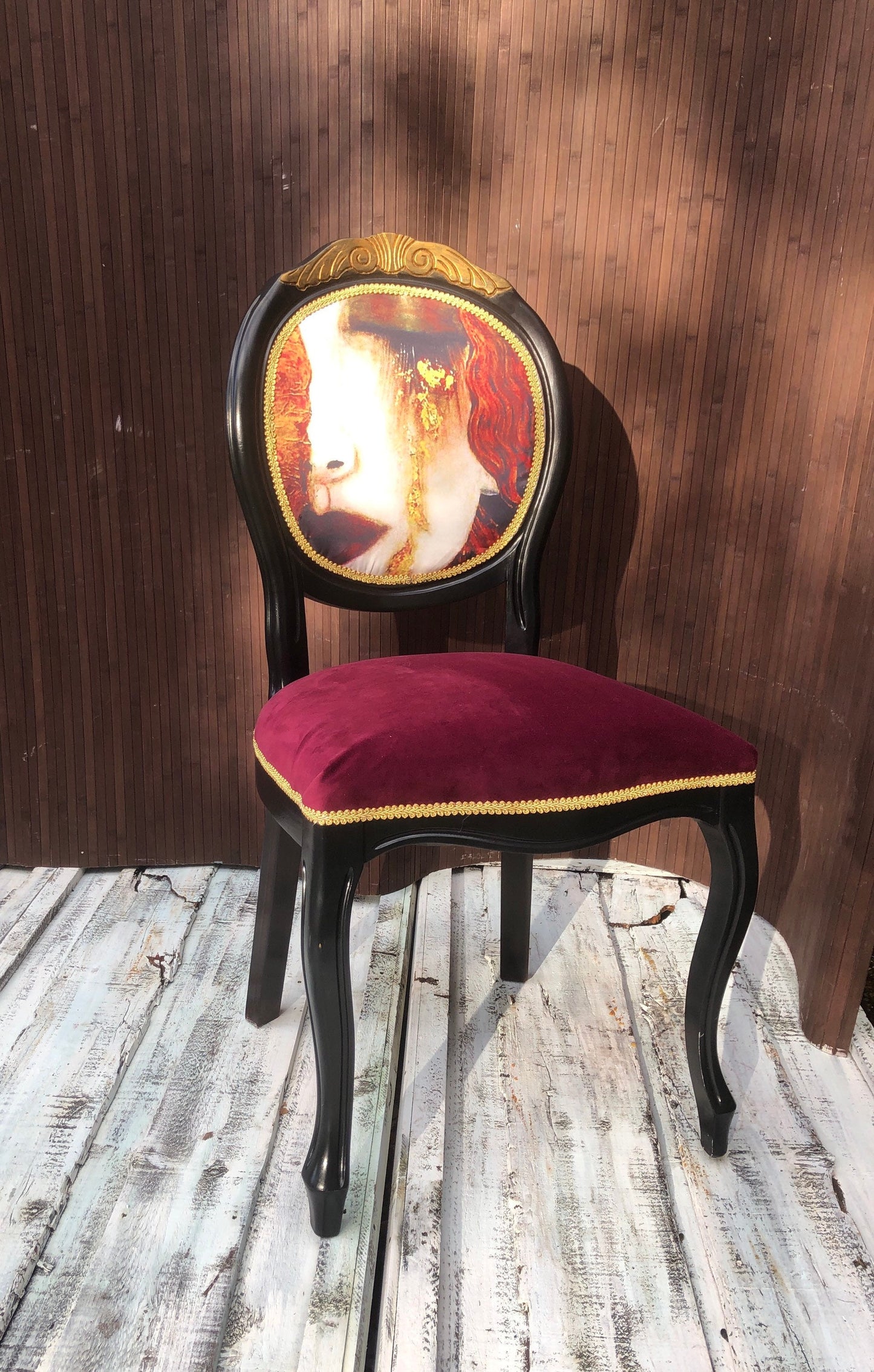 Vintage Chair „Golden Tears”, „Freya’s Tears”. French Chair. Gustav Klimt. Dressing Chair. Dining Chairs