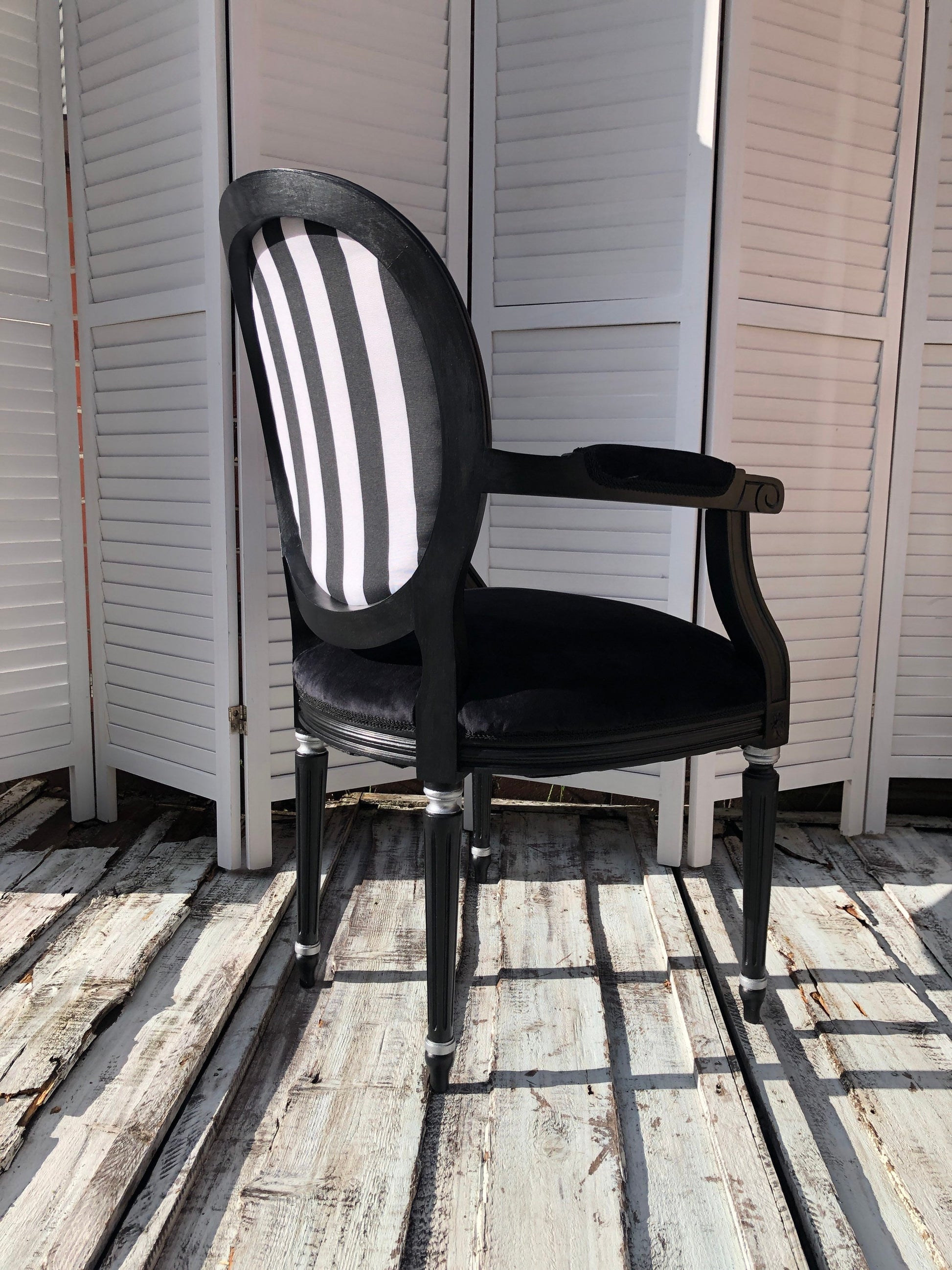 Fornasetti Vintage Chair. Lovely Black &White Chair. Buduoir.