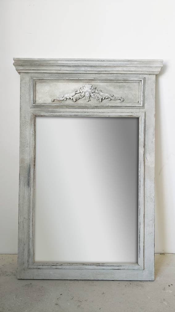 Vintage, French Mirror. Antique and Shabby Chic Style. Carved distressed finish