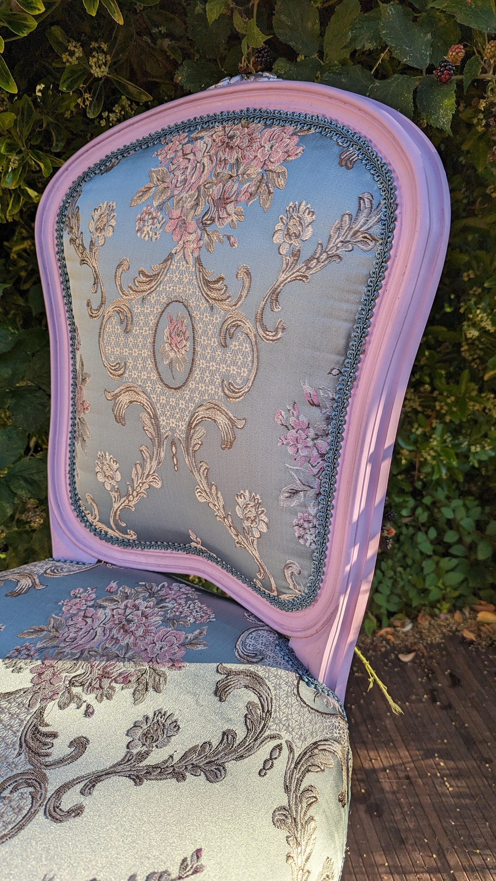 French style, Vintage Chair. Dining chair. Beauty Brocade Fabric Damask Jacquard Embossed. French Style Boudoir Chair.