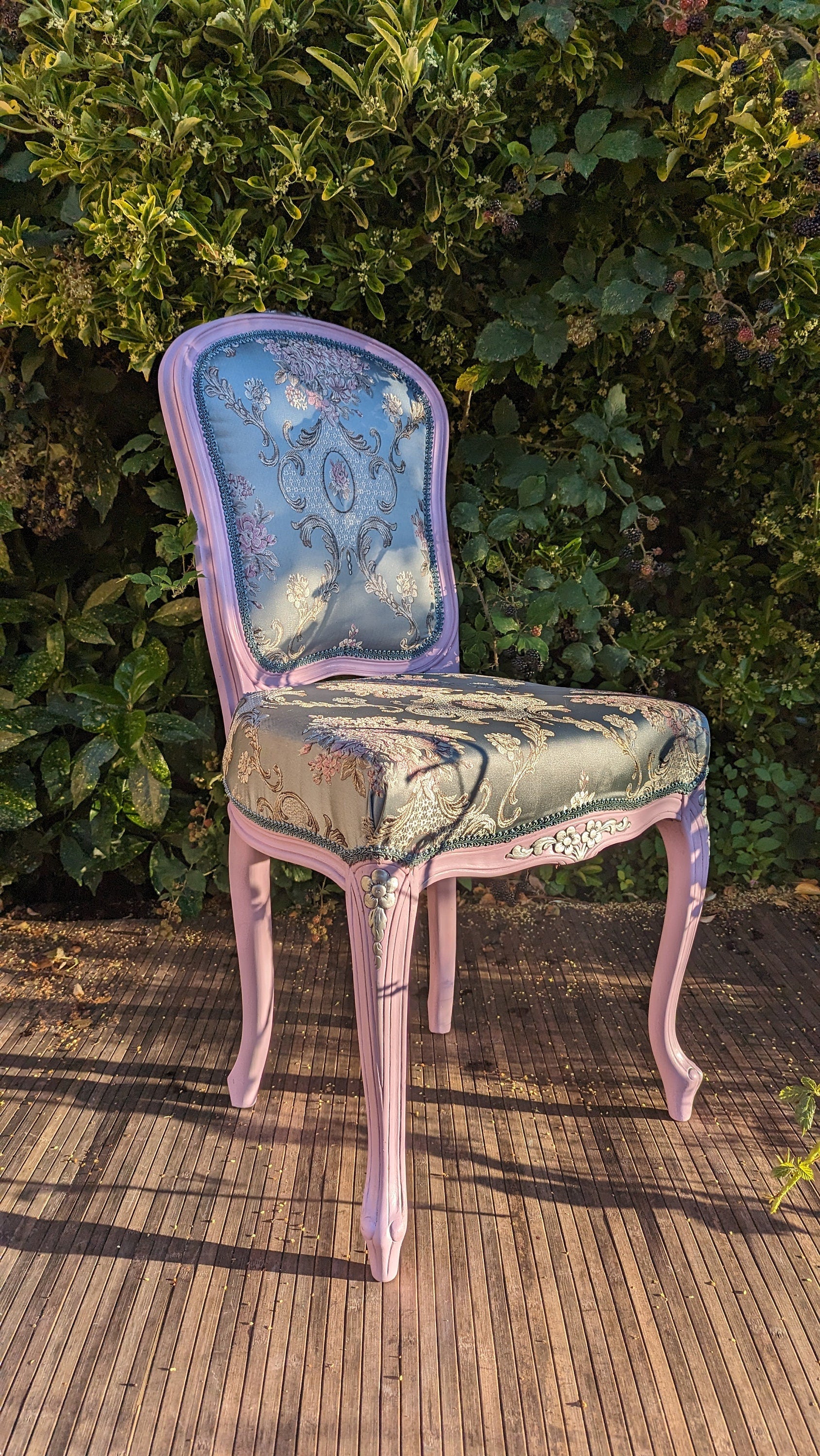 French style, Vintage Chair. Dining chair. Beauty Brocade Fabric Damask Jacquard Embossed. French Style Boudoir Chair.