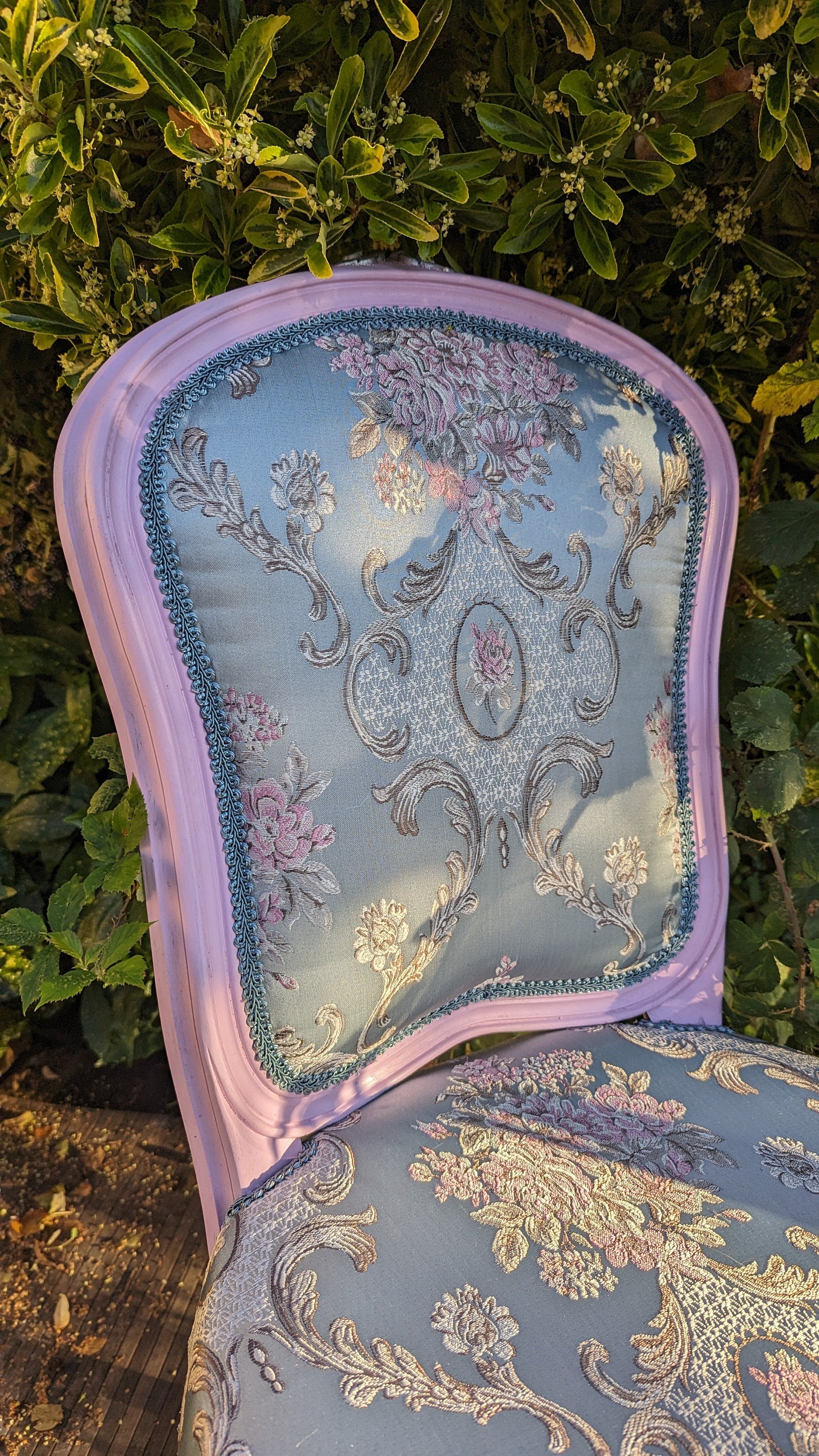 French style, Vintage Chair. Dining chair. Beauty Brocade Fabric Damask Jacquard Embossed. French Style Boudoir Chair.