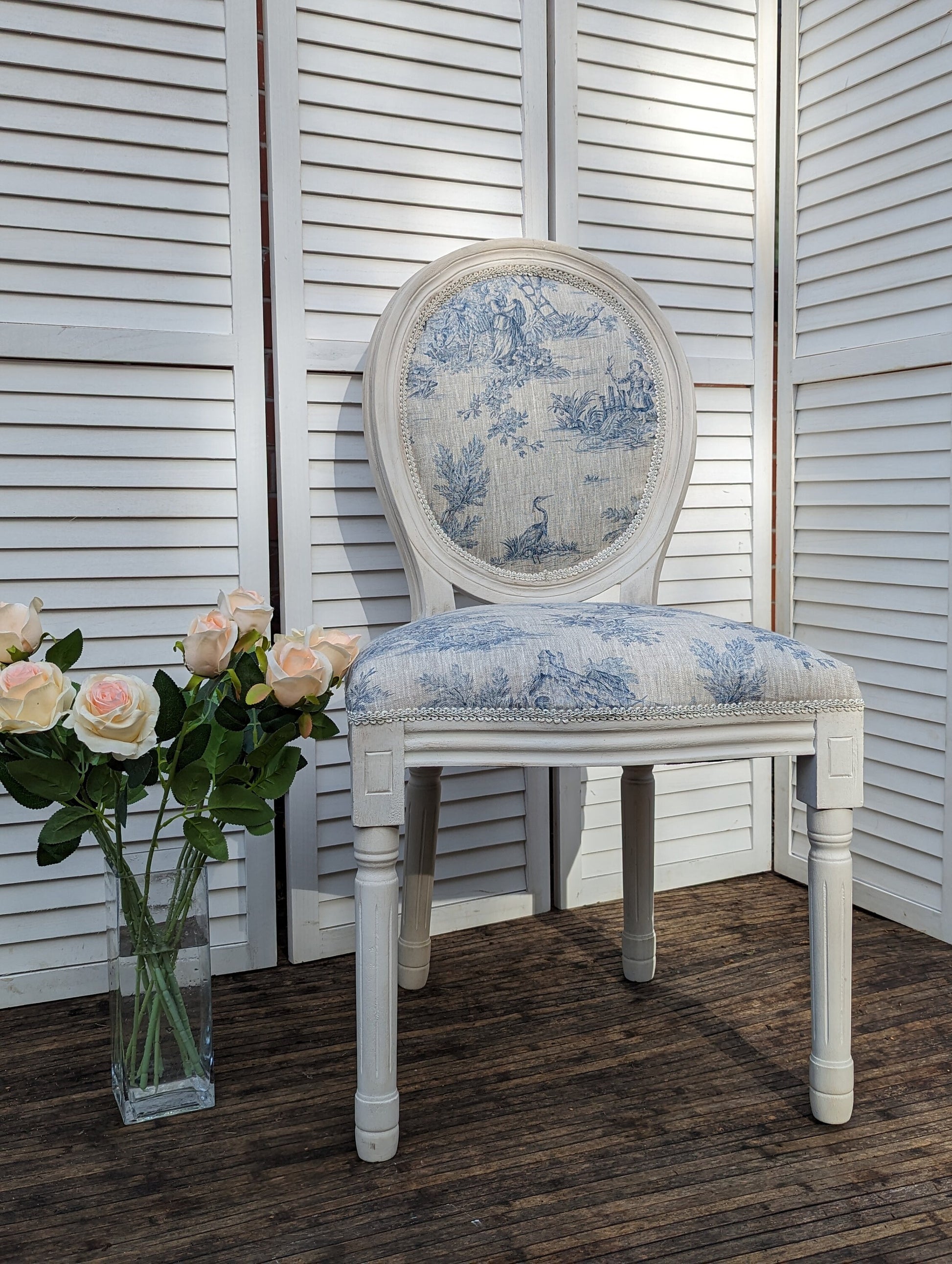 Beautiful, Louise Chair. French , shabby chic. Linen beautiful fabric, highly quality. Boudoir Chair. Dining chairs.