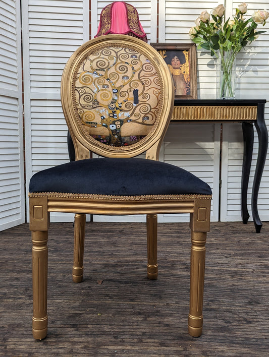 Klimt dining chairs. All Klimt's art to choose. Louise Vintage Chair. „The Tree of Life”, "Adelle".Dressing. Unique style. Gold & Black