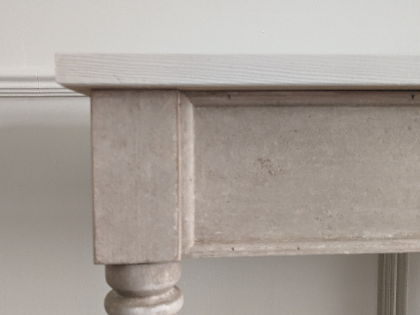 French style carved wooden console table distress finish, White wooden console, carved console, narrow table,